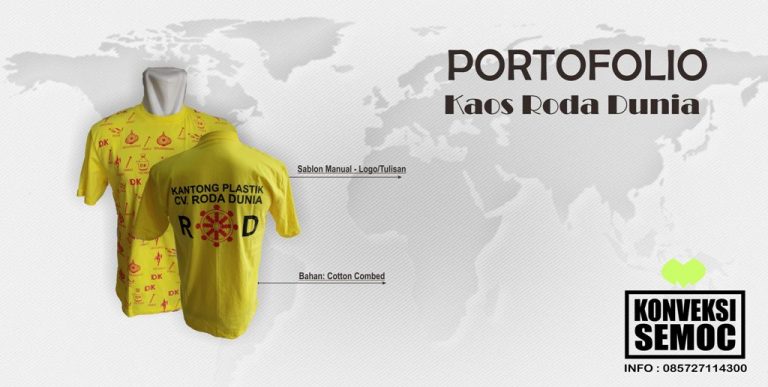 Kaos roda dunia combed 30s hasil pembuatan konveksi semoc semarang